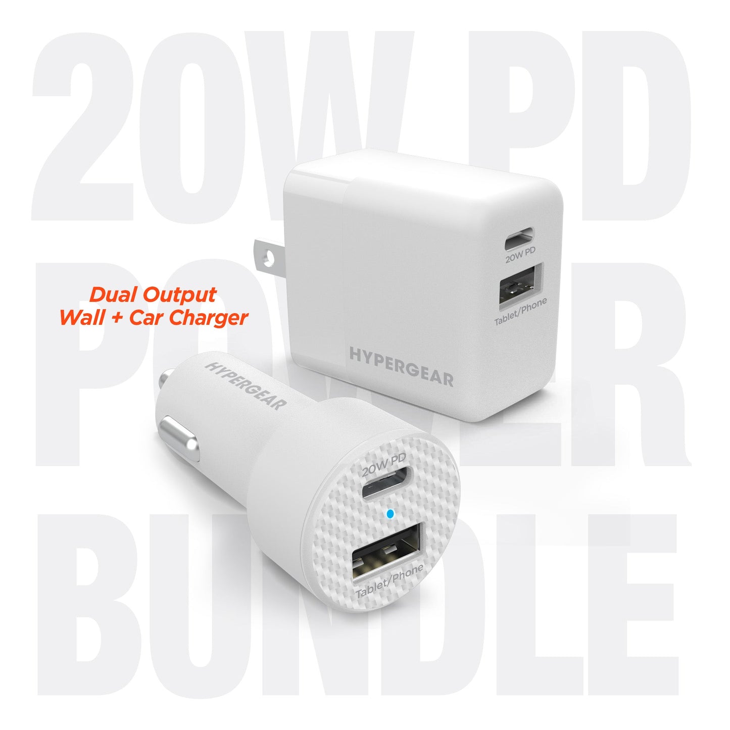 Hypergear Wall & Car Charger Bundle 20W USB-C PD & 12W USB