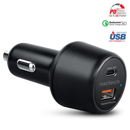 Naztech SpeedMax65 PD65W + QC3 Car Charger Black (15485-HYP)