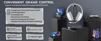 ATTACK SHARK L80 Ultra Light Wireless Tri-Mode connection Dual interface Pro-G Drivers noise-canceling microphone Gaming Headset