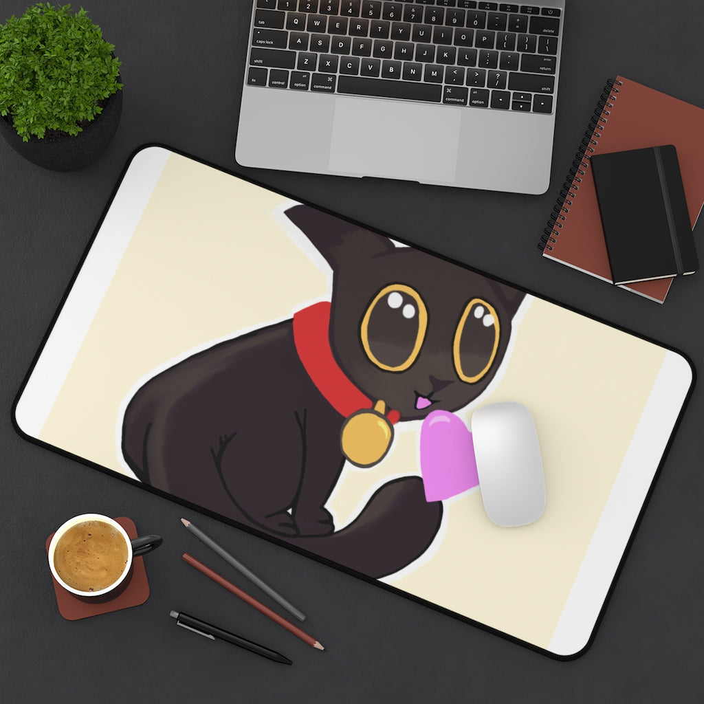 Black Kitty Desk Mat