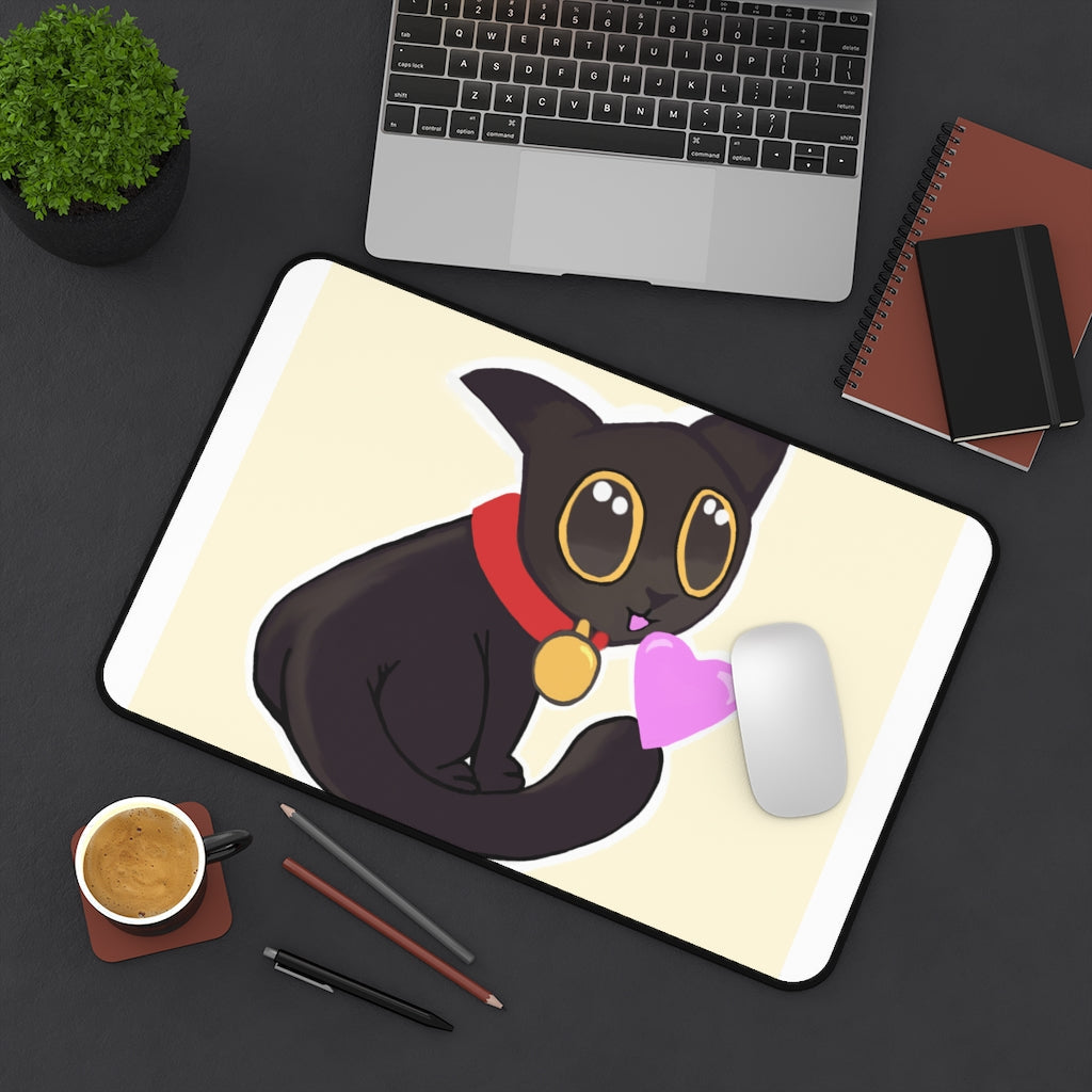 Black Kitty Desk Mat