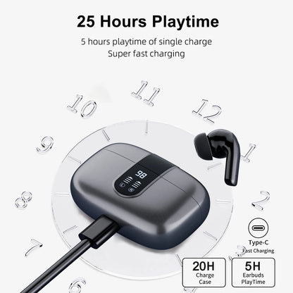 LIFEBEE True Wireless Earplugs, TWS Earphones with Microphone, In Ear Earphones for Work/Gym, Hi Fi Stereo Earphones with LED Di