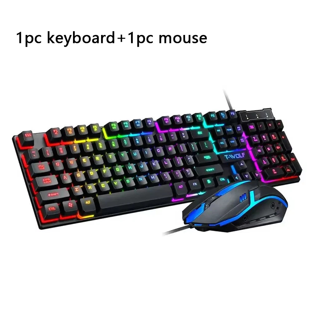 RGB Gaming Keyboard and Mouse Kit Backlit USB Wired Computer Keyboard and Mouse Combo 104 Keycaps for Pc Gamer Laptop