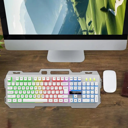 Mechanical Game Keyboard Light Up RGB Mechanical Keyboard Aesthetic Game Keyboard Offices Keyboard Compact Game Keyboard for