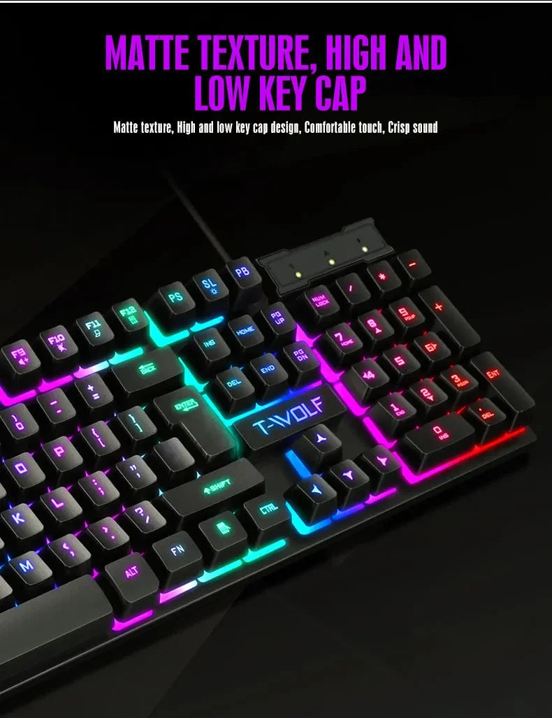 RGB Gaming Keyboard and Mouse Kit Backlit USB Wired Computer Keyboard and Mouse Combo 104 Keycaps for Pc Gamer Laptop