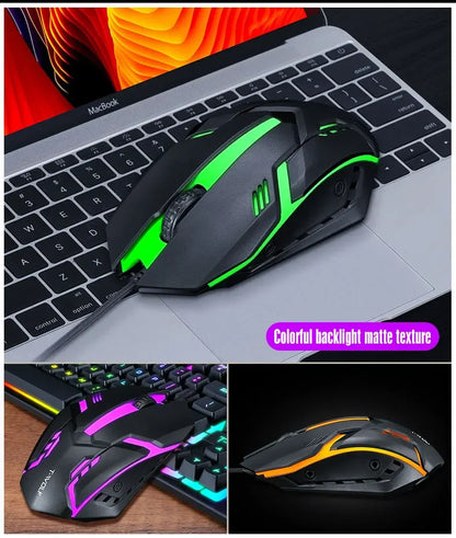 RGB Gaming Keyboard and Mouse Kit Backlit USB Wired Computer Keyboard and Mouse Combo 104 Keycaps for Pc Gamer Laptop